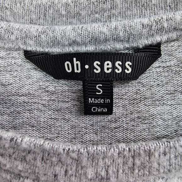 Obsess Sweater Dress with Ruffled Sleeves & Floral Embroidery Gray Girls Size Sm - Picture 4 of 9